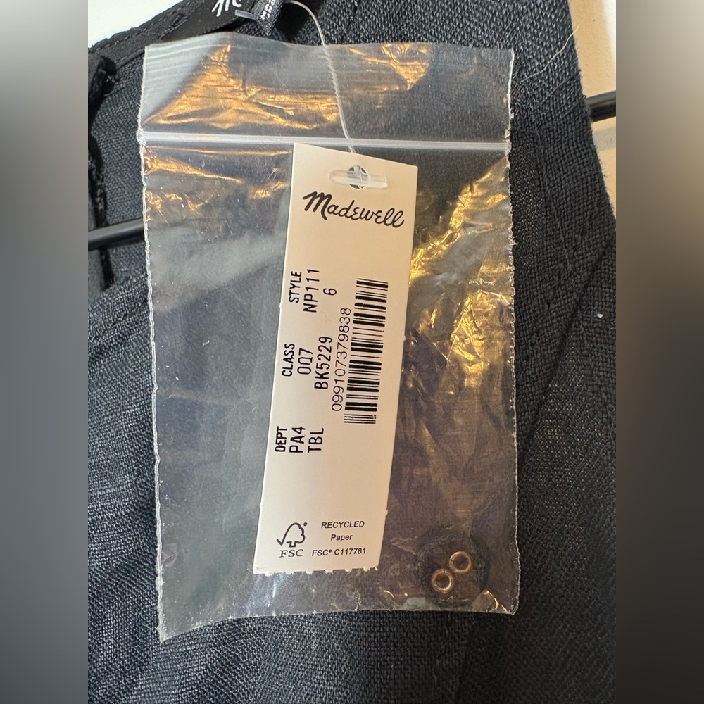 NWT MADEWELL Seamed Wide-Leg Jumpsuit 100% Linen Black Sz 6 - Picture 11 of 12